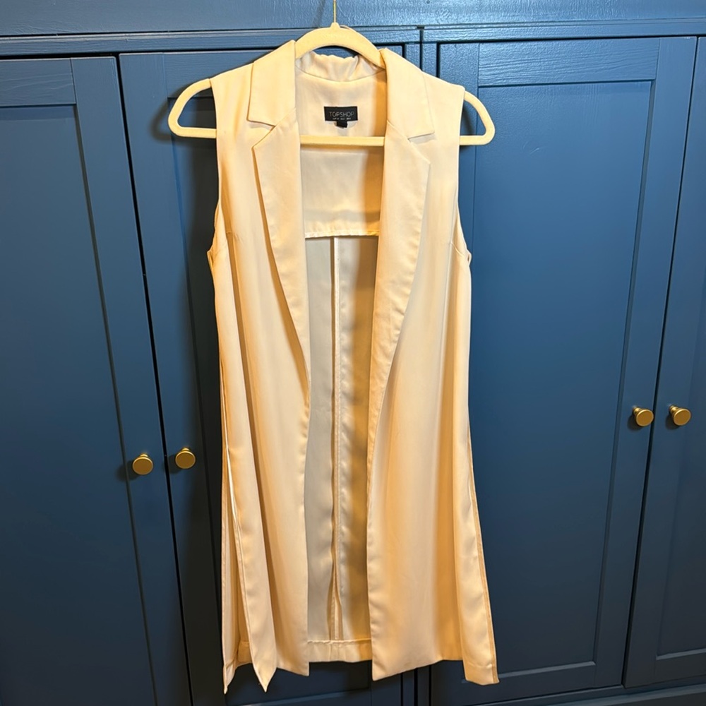 TOPSHOP Ivory/Beige knee length vest